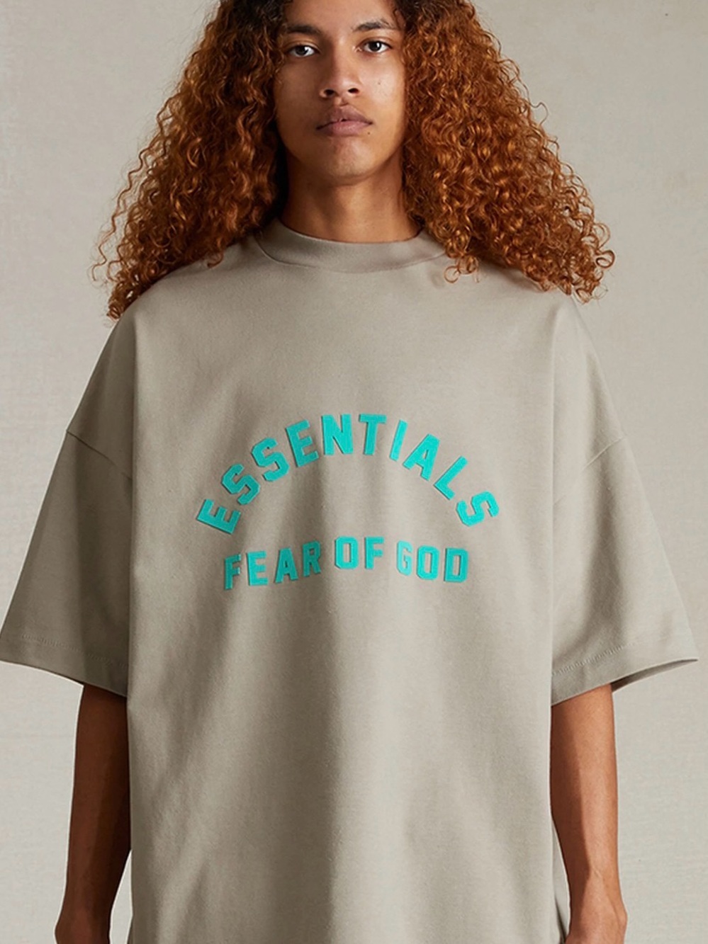 Essentials Fear Of God  Mens Shirt Large Beige 3D Logo Spell Out Tee Streetwear